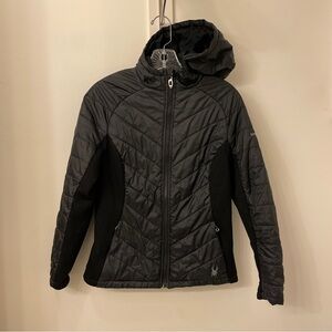 SPYDER Women’s Full Zip Insulated Hooded Quilted Puffer Jacket Black Small S
